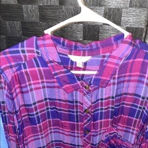 Terra & Sky Purple and Pink Plaid Button Down Shirt